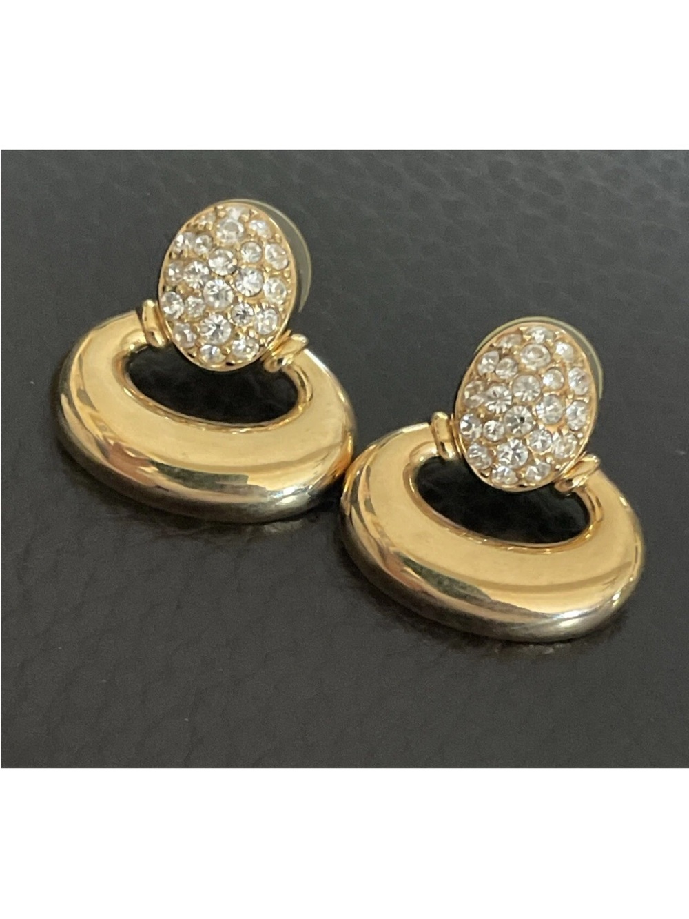 Swarovski Gold-Tone pave Crystal door knocker Earrings